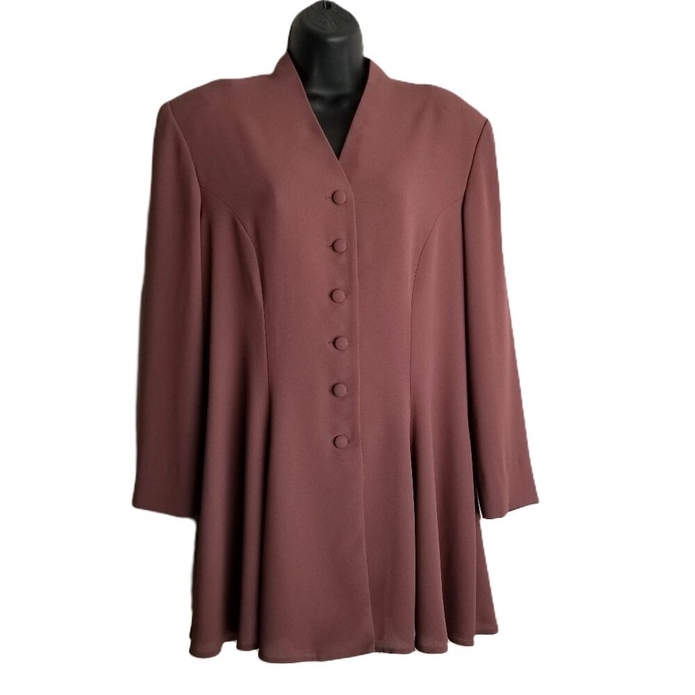 DW3 David Warren Womens 14 Mauve Rose Vintage 2 Piece Skirt Suit Longline Blazer